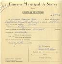 Registo de velocípede de marca Nacional, com o nº 6542, em nome de Joaquim Henrique Rosa, morador em Cabriz.