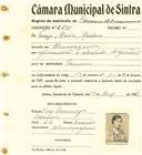 Registo de matricula de carroceiro de 2 ou mais animais em nome de Teresa Maria Mechas, moradora em Almoçageme, com o nº de inscrição 2201.