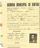 Registo de matricula de cocheiro amador em nome de Alberto Rodrigues Lopes, morador em Mem Martins, com o nº de inscrição 871.