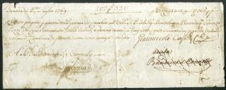 Letra de câmbio passada em nome de Bartolomeu Ricardo destinada a Bandeira e Connlly.