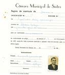 Registo de matricula de carroceiro em nome de Agostinho Luís Domingos, morador na Aldeia Galega, com o nº de inscrição 2155.