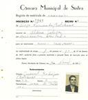 Registo de matricula de carroceiro em nome de Diogo Fernando Belchior, morador na Aldeia Galega, com o nº de inscrição 1961.
