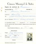 Registo de matricula de carroceiro em nome de Adelino Bernardo, morador no Mucifal, com o nº de inscrição 2160.