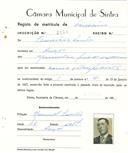 Registo de matricula de carroceiro em nome de Francisco Santos, morador em Anços, com o nº de inscrição 2156.