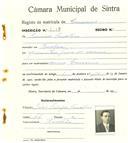 Registo de matricula de carroceiro em nome de Francisco Faustino, morador na Rinchoa, com o nº de inscrição 2169.