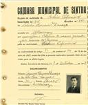 Registo de matricula de cocheiro profissional em nome de Abílio Carneiro Deneza, morador em Albarraque, com o nº de inscrição 916.