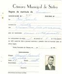 Registo de matricula de veículos de animais em nome de Faustino Correia Pereira, morador no Linhó, com o nº de inscrição 2158.