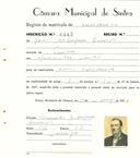 Registo de matricula de carroceiro em nome de João Rodrigues Ramos, morador em Sintra, com o nº de inscrição 1962.