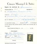 Registo de matricula de carroceiro em nome de Heliodoro Gonçalves Silva, morador em Meleças, com o nº de inscrição 2163.