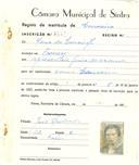Registo de matricula de carroceiro em nome de Maria da Conceição, moradora em Francos, com o nº de inscrição 2167.