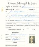 Registo de matricula de carroceiro em nome de José Marques, morador em Queluz, com o nº de inscrição 2165.